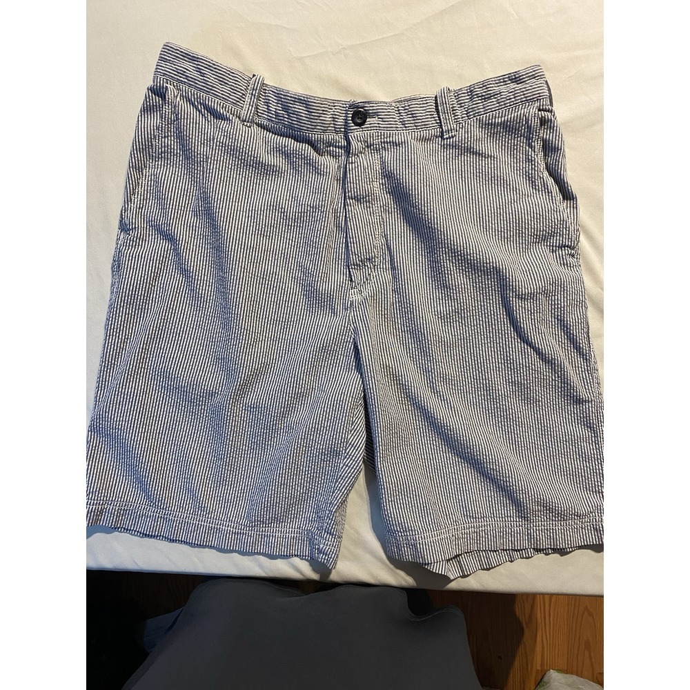 Izod Men's Shorts Size 36 Cotton Seersucker Blue White Striped Outdoor Golf‎